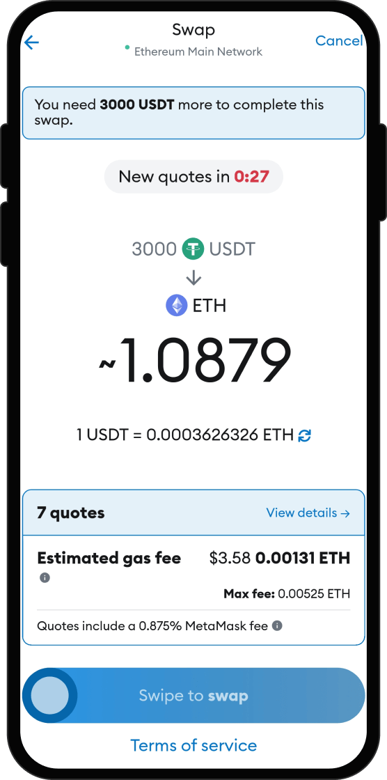 Swap Your USDT for Wrapped Bitcoin